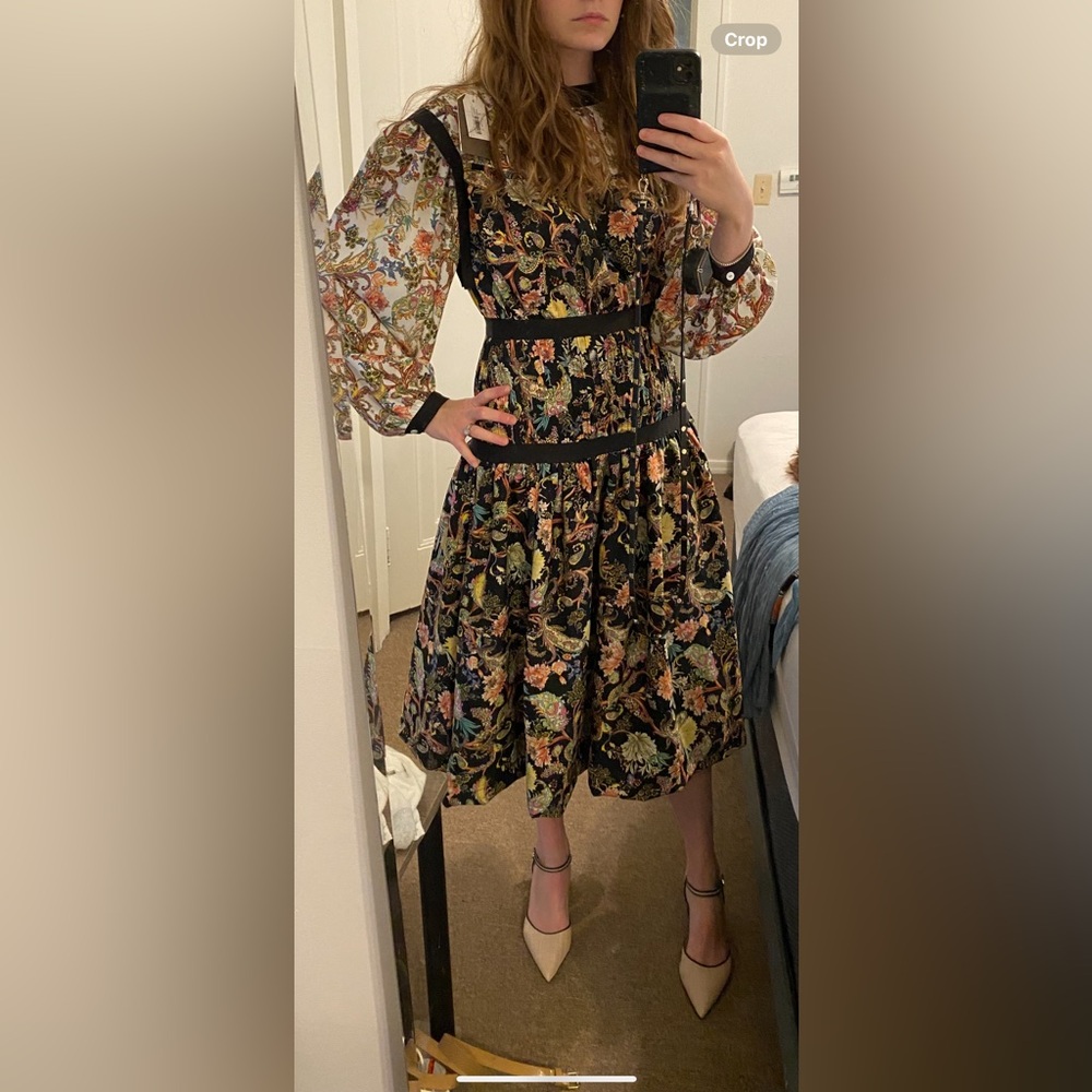 NWT Whimsical colorful floral/ paisley midi dress, 6